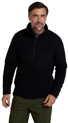 Mountain Warehouse Ted Mens Half-Zip Borg Fleece - Warm & Cosy, Lightweight Microfleece Pullover - Autumn Winter, Outdoors, Holiday, Walking, Hiking