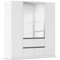 Rauch Möbel Bristol, Drehtürenschrank, Kleiderschrank, Schrank, Garderobe, 4-türig, 2 Spiegeltüren, 4 Schubladen, Farbe Weiß, Griffprofil Grau metallic, Push-to-Open, 181x197x54cm