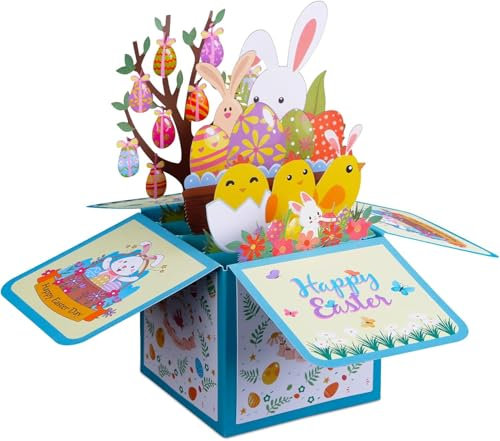 Osterkarten, Ostereier Pop Up Karte, Karte Ostern, Osterkarten mit Umschlag, Pop Up Ostergrußkarte, Easter Grußkarten, 3D Osterkarte, Hase Karte 3D Pop Up, Osterkarte, 3D Pop Up Osterkarten