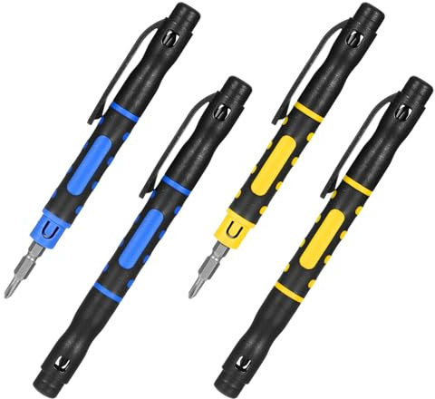 2Pcs 4 in 1 Pocket Pen Screwdrivers Multipurpose Portable Screwdriver Crossing Flathead Screwdriver Double Ended for Repairing Installing Tool