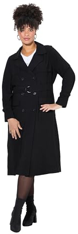 MIAMODA Damen große Größen Übergrößen Plus Size Trenchcoat, Classic Fit, Jeansoptik schwarz 48 833987100-48