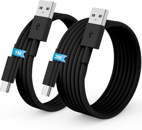 Cavo USB Type-C Ricarica Rapida [2Pezzi/1M+2M] Cavo iPhone 17 16 15 Pro Max Qriginale Apple USBC,Cavo USB A a USB C,Cavo Tipo C per iPhone16 17 15 Pro/iPhone 17 Air/iPad Pro/Air,Galaxy S25/S24-Nero
