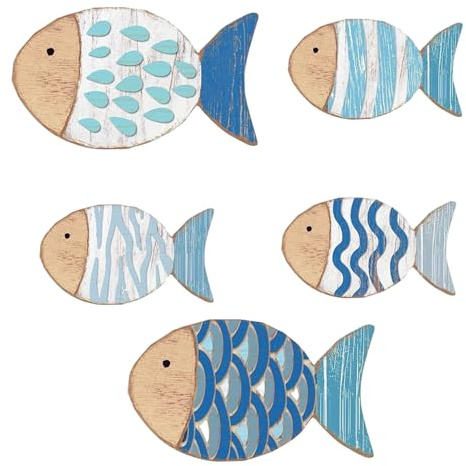 Decoración de pared de peces | Arte de pared de madera con motivos tropicales y diseño de peces rústicos | Serie tropical Decoración costera rústica para área de piscina, lagos, casa, exterior, casa