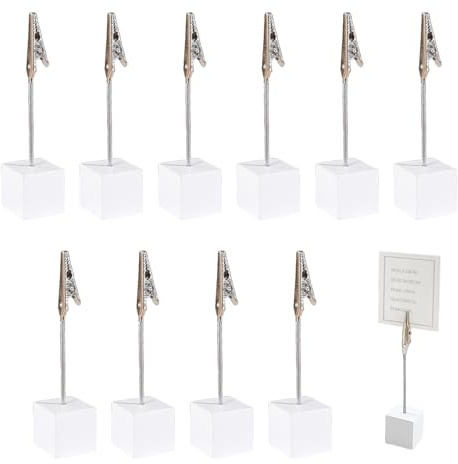 10 Stück Fotohalter mit Klammern,Kartenständer,Memo Clip Halter,Fotoständer,Zettelhalter,Fotohalter Tisch Holz,Stationen Aufsteller Grundschule,Bilderhalter zum Hinstellen,Tischkartenhalter für Bilder