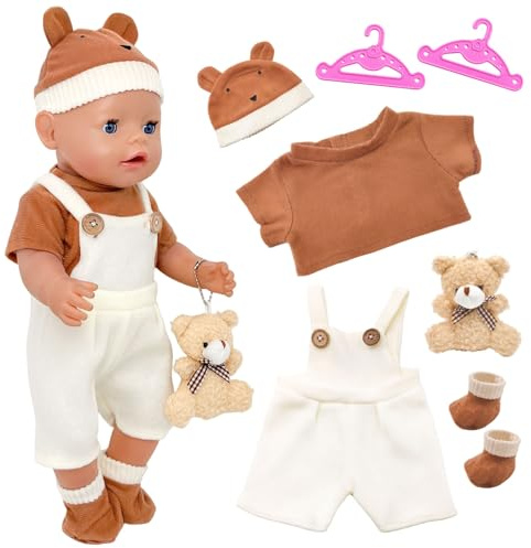 7 x braune Bären-Latzhose, Puppenkleidung für 35,6–45,7 cm große Puppen