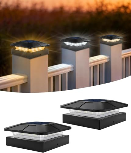 BRIMAX Solar Pfostenkappe 10x10 cm LED 2er Set IP65 | 3000/4500/6000K, 50%/100% dimmbar, 12–20h Laufzeit, für Zaunpfosten Garten Terrasse