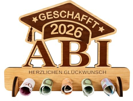 Abitur 2026 Geschenke, Abitur Geschenke, Abi 2026 Holz Geldgeschenk Aufsteller Doktorhut, Herzlichen Glückwunsch Abitur Geldgeschenk Alternative, Geschenk zum Abitur für Männer & Frauen