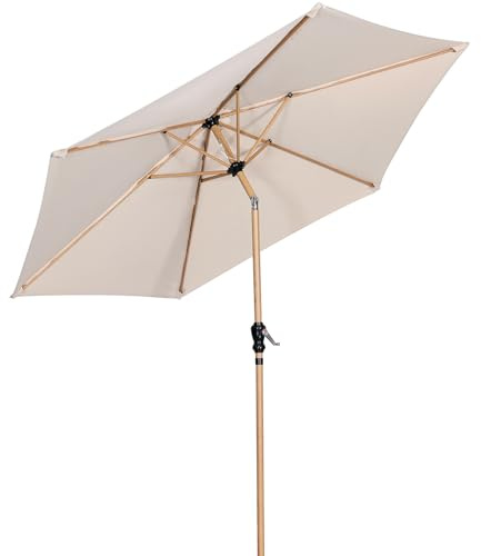 Angel Living Parasol de jardin jaune crème, rond, 270 cm