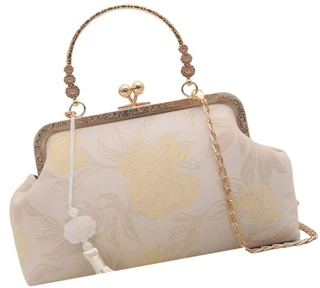 Delicada cadena de estilo chino, bolsa de noche con costuras intrincadas, artesanía a la moda, práctica bolsa de hombro suave, bordado tradicional