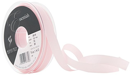 Berisfords 12 mm x 25 m Seam Binding Ribbon, Pale Pink