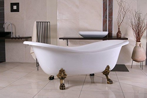 Casa Padrino Freistehende Luxus Badewanne Jugendstil Paris Weiß/Altgold 1880mm - Barock Badezimmer