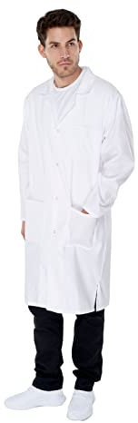 KOKOTT Herren Laborkittel weiß, 100% Baumwolle, Medizin, geeignet für Arbeit und Studium(62)