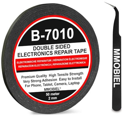 MMOBIEL 2 mm Nastro bi-adesivo rotolo lungo 50 m (Nero) per riparazione Smartphone Tablet