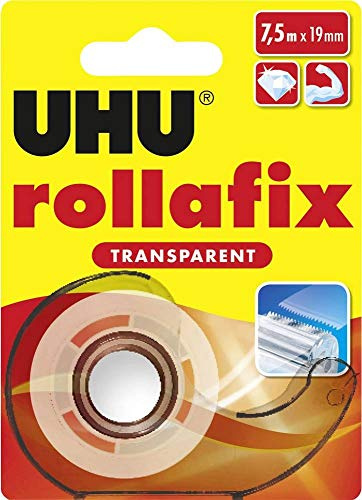 UHU rollafix TRANSPARENT 36955 Klebeband Transparent (L x B) 7.5m x 19mm, 3 Stück