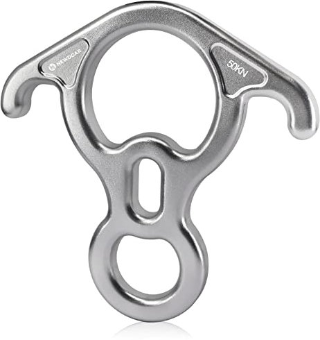 NewDoar Kletterausrüstung Downhill Equipment Rigging Plate 50 kN Rescue Figure 8 Descender mit großem gebogenem Ohr für Klettersicherung, Abseilen und Gipfelrettung 7075 Aluminiumlegierung-White