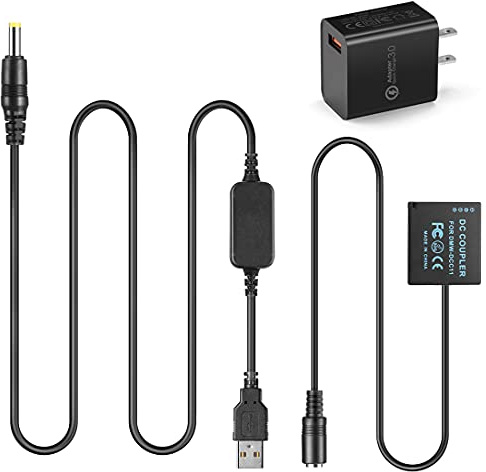 Raeisusp DMW-DCC11 Coupleur DC DMW-BLG10 Batterie factice + Câble USB DMW-AC8 + Adaptateur pour Panasonic Lumix DMC GF6 GX7 GF3 GF5 ZS100 ZS60 LX100 GX85 DC-ZS70 L7 tz90