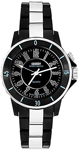 Taffstyle Damen Herren Sportuhr Armbanduhr Metall mit Led Licht Sport Watch Analog Quarz Uhr Schwarz