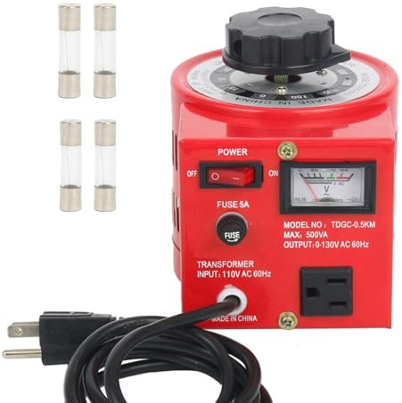 YaeCCC Auto Voltage Transformer AC Variable Voltage Converter Transformer 110VAC Input, 0-130VAC (500W)