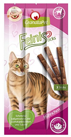 GranataPet FeiniSticks Hühnchen, 24 x 15g, schmackhafter Kausnack für Katzen, Ergänzungsfuttermittel, Katzenleckerli ohne Getreide & Zuckerzusätze, Belohnung für verspielte Samtpfoten