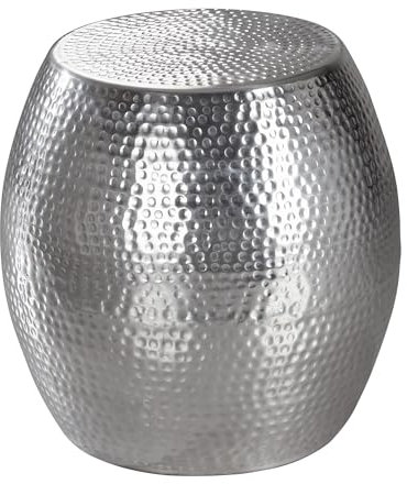 FineBuy Beistelltisch 42 x 42 x 42 cm Aluminium Dekotisch Orientalisch rund, Designer Ablagetisch Metall modern, Anstelltisch schmal, Kleiner Hammerschlag Abstelltisch