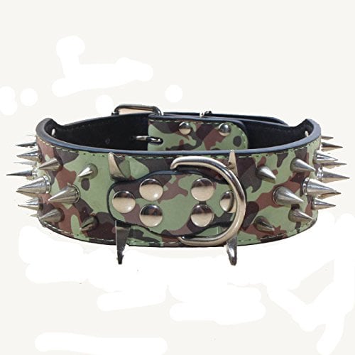 haoyueer Scharf Hundehalsband mit Nieten, 5,1 cm breit, stilvolles Leder-Hundehalsband für mittelgroße und große Hunde, Pitbull, Labrador, Boxer, Rottweiler, Deutscher Schäferhund
