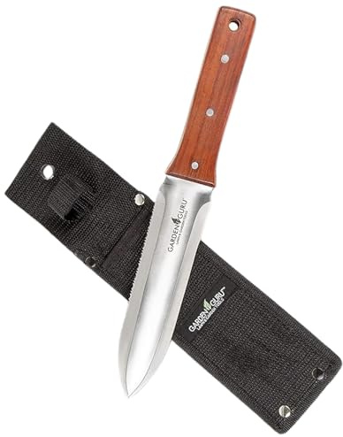Garden Guru Hori Hori Gardening Knife for Weeding, Digging, Pruning, and Cultivating - Stainless Steel Full Tang Blade | Marks for Measuring Planting Depth (4 Pack)
