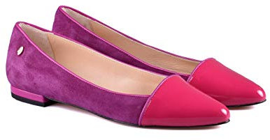 ANNA MILAN, Bailarinas Ante Zahara Fucsia Fabricado a Mano en España, 100% Piel, Pieza única de colección Exclusiva y Limitada (38 EU)