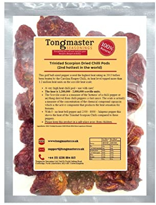 Whole Dried Trinidad Scorpion Chilli Pods - 500g