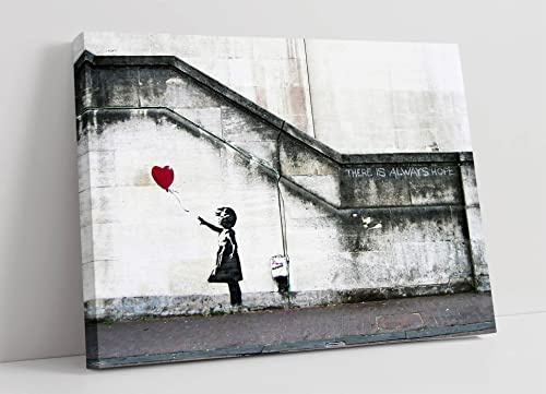 CANVAS WALL ART BANKSY BALLOON GIRL GRAFFITI 30MM DEEP FRAMED PRINT XL OPTIONS (30in x 20in / 76cm x 50cm)