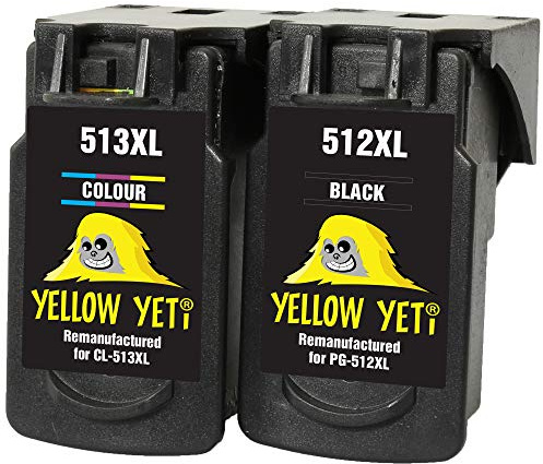YELLOW YETI Ersatz für Canon PG-512XL CL-513XL Druckerpatronen Schwarz/Farbe kompatibel für Canon Pixma MP230 MP240 MP250 MP252 MP260 MP270 MP280 MP480 MP490 MP495 MP499 iP2700 iP2702 MX320 MX330