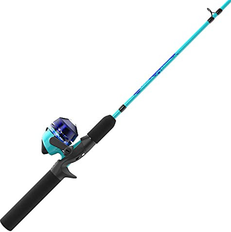 Zebco Kids Splash Jr. Spincast Rolle und Angelruten-Kombination, 4 Fuß 2-teilige Angelrute, Größe 20 Rolle, Rechtshänder, vorgespult mit 2,7 kg Cajun-Schnur, Blau