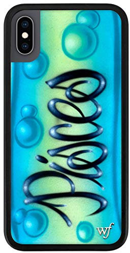Wildflower Hüllen: Zodiac Airbrush Pisces Hülle, kompatibel mit Apple iPhone X/Xs, Blau, Blasen, Sternzeichen, trendig, schützender schwarzer Stoßfänger, 1,2 m Falltest-zertifiziert, kleines