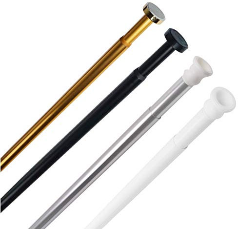 Sanilo Duschvorhangstange 90-160 cm und 120-220 cm, Duschstange Klemmstange für Duschvorhang und Gardinen, ohne bohren (Schwarz, 90-160cm)