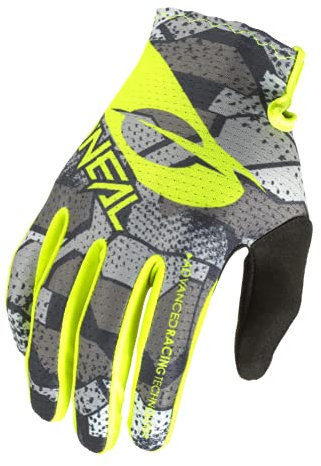 O'NEAL | Fahrrad- & Motocross-Handschuhe | MX MTB DH FR Downhill Freeride | Langlebige, Flexible Materialien, belüftete Handoberseite | Matrix Glove Camo V.22 | Erwachsene | Grau Neon-Gelb | Größe S