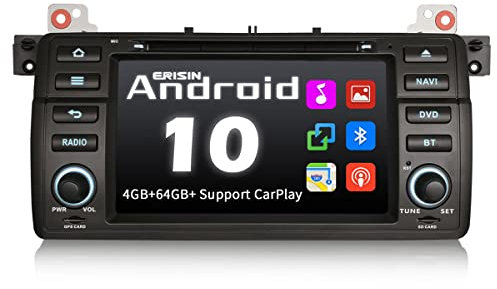 Erisin 7 Zoll 8-Kern Android 10.0 Autoradio GPS Navi DAB+ Radio DVD Player für BMW 3er E46 M3 Rover 75 MG ZT Unterstützung CarPlay Android Auto WiFi Bluetooth A2DP RDS 4GB RAM + 64GB ROM