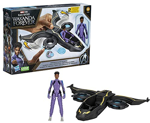 Marvel Hasbro Studios Black Panther: Wakanda Forever, Vibranium Blast Sunbird Fahrzeug mit Shuri-Actionfigur im Maßstab 15 cm, ab 4 Jahren