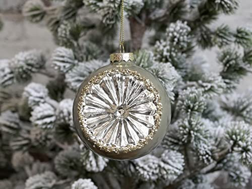 Chic Antique Weihnachtskugel Kugeln, Tropfen, Zapfen, Anhänger,Antik Glaskugel m.Muster Vintage Christbaumkugel Weihnachten X-Mas 51913-21 8cm staubig Grün 7 - 10