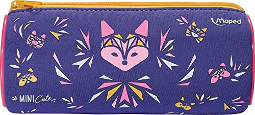 Maped - Trousse Ronde Mini Cute - Trousse Scolaire en Néoprène, Tissu Doux Anti-Déchirures - Trousse Violette 934803
