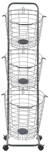 Korbständer 3er Set auf Rollen Grau Metall Modern Funktional Ayapal