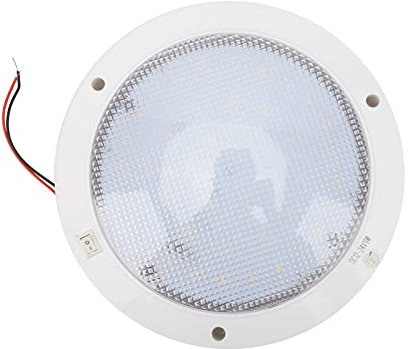 Plafonnier à LED pour Camping car, 12V 300 LM Caravane Lampe de Plafond Éclairage avec Interrupteur Marche/Arrêt et Indicateur Bleu éclairage de Remplacement Solaire Adapté Aux Bateau (Blanc Chaud)