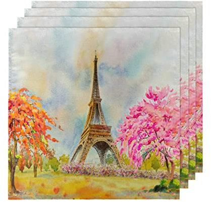 Juego de servilletas de tela para pintura al óleo de 4 – 20 x 20 pulgadas, servilletas de mesa de poliéster reutilizables lavables para cenas, fiestas, bodas, vacaciones