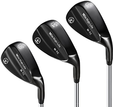 Mile High Life Golfkeile | Einsteiger-Golf-Sandkeil-Sets | Golf Gap Wedge Sets | Schwarze Titanschicht Lob Wedge Golfschläger für Männer & Frauen | 50/54/58 Grad Keil rechts Hand