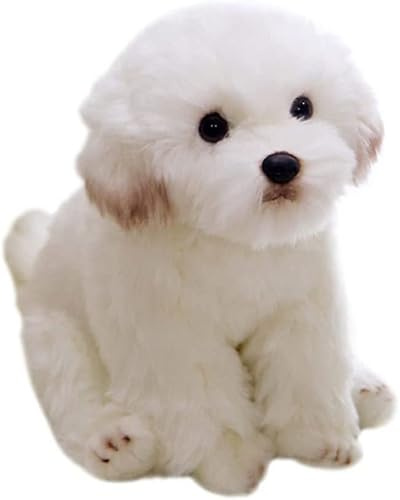 Mifebshe Realistischer Plüsch Malteser Hund Bichon Frisé Welpe Plüschtier Stoffpuppe für Jungen Mädchen 28cm