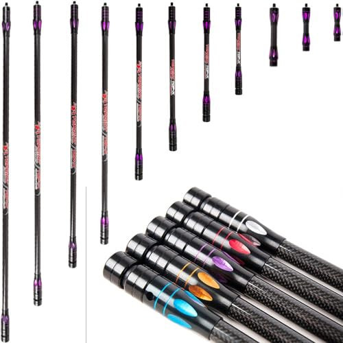 wolfman Bogenschießen Bogen Stabilisator Ausgleichsstange 4-34 Zoll Kohlefaser Stabilisatorstange Dämpfungsgewicht Stoßdämpferstange für Compoundbogen Recurvebogen Jagdzubehör (15 Zoll, Violett)