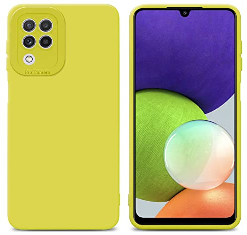 Cadorabo Hülle kompatibel mit Samsung Galaxy A22 4G Schutzhülle TPU Silikon Case Liquid Design mit Kameraschutz Slim Kratzfest Weiche Gummi mit Rundumschutz Case Hülle für Galaxy A22 4G in Gelb
