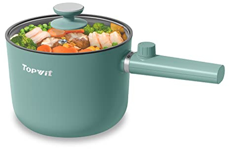 Topwit 1.5L Hot Pot Electric, Portable Ramen Cooker, Non-Stick Frying Pan