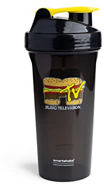 Smart Shake Lite MTV Hamburger Logo Shaker Bottiglia (800 ml) | Design durevole e facile da pulire bottiglia d'acqua, a prova di perdite, senza BPA e senza DEHP