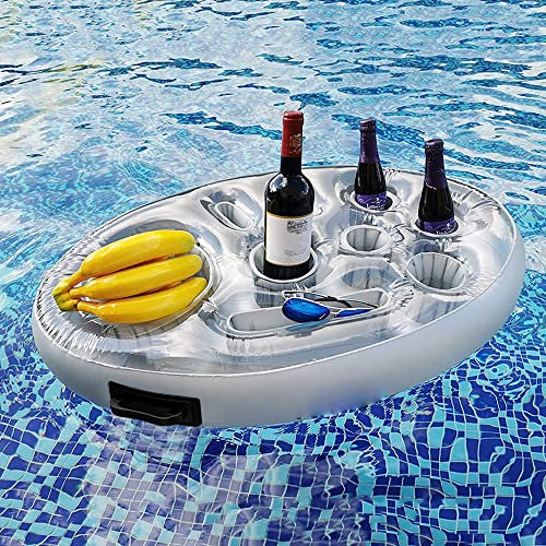 DAJASD Porte Gobelet Gonflable, Support Gonflable de Boisson, Bar Flottant Piscine, avec 8 Trous, Plateau Gonflable Bar Flottant, Porte Verre Piscine pour L'été Pool Party Beach Party