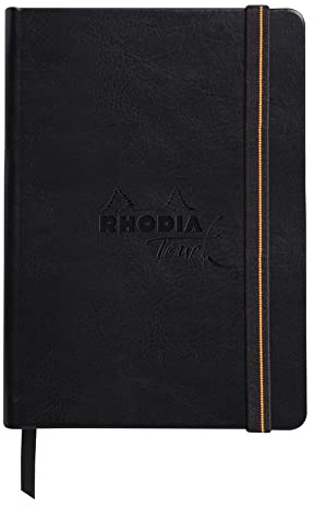 Rhodia 116173C - Rhodia Touch Skizzenbuch Mixed Media Book, DIN A6 Hochformat, 20 Blatt Paint'ON-Papier extraweiß 250g, ideal für Mischtechniken und Kunst, Schwarz, 1 Stück