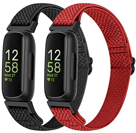 SHIJZWD Nylon Armband Kompatibel mit Fitbit Inspire 3/Inspire 2/Inspire/Inspire HR/Ace 3/Ace 2, Elastisches Verstellbares Ersatzarmband Dehnbare Sport Loop Armbänder für Damen Herren
